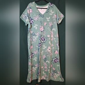 DREAMS CO. Floral Green, Pink, and Blue Nightgown